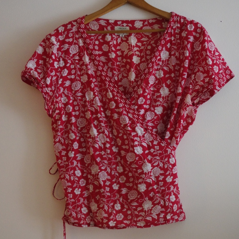 Vintage short sleeve wrap top